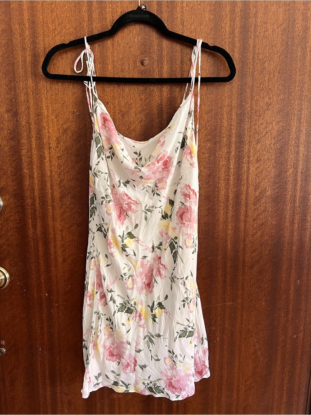 Lulus Cream Floral Cowl Slip Camisole with Pink & Yellow Flowers